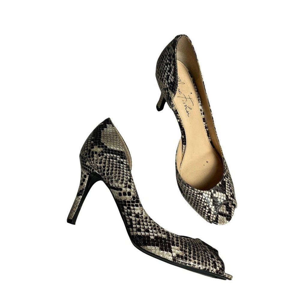 Marc Fisher Heels Joey Peep Toe Snakeskin D'Orsay Pumps Size 8